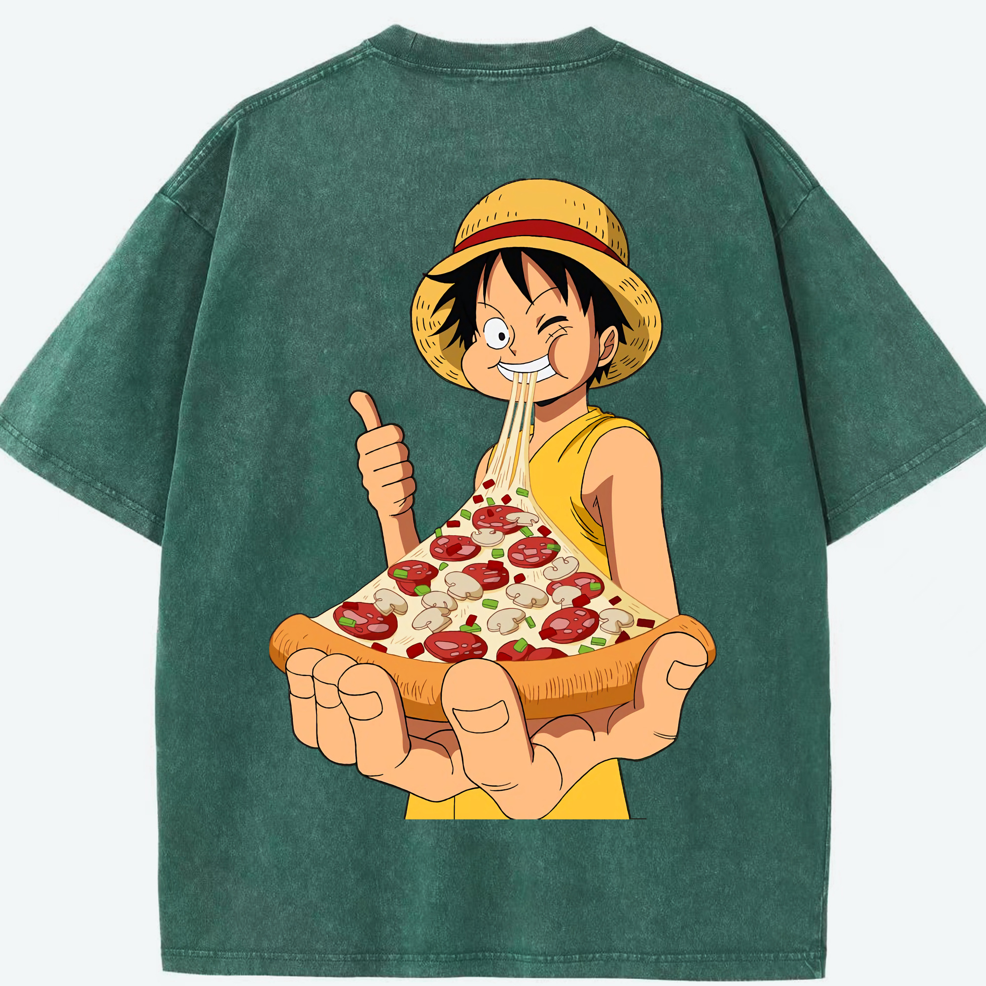 ワンピース モンキー・D・ルフィ ONE PIECE Monkey D. Luffy 綿100% ヴィンテージ風 半袖Tシャツ（背面プリント）